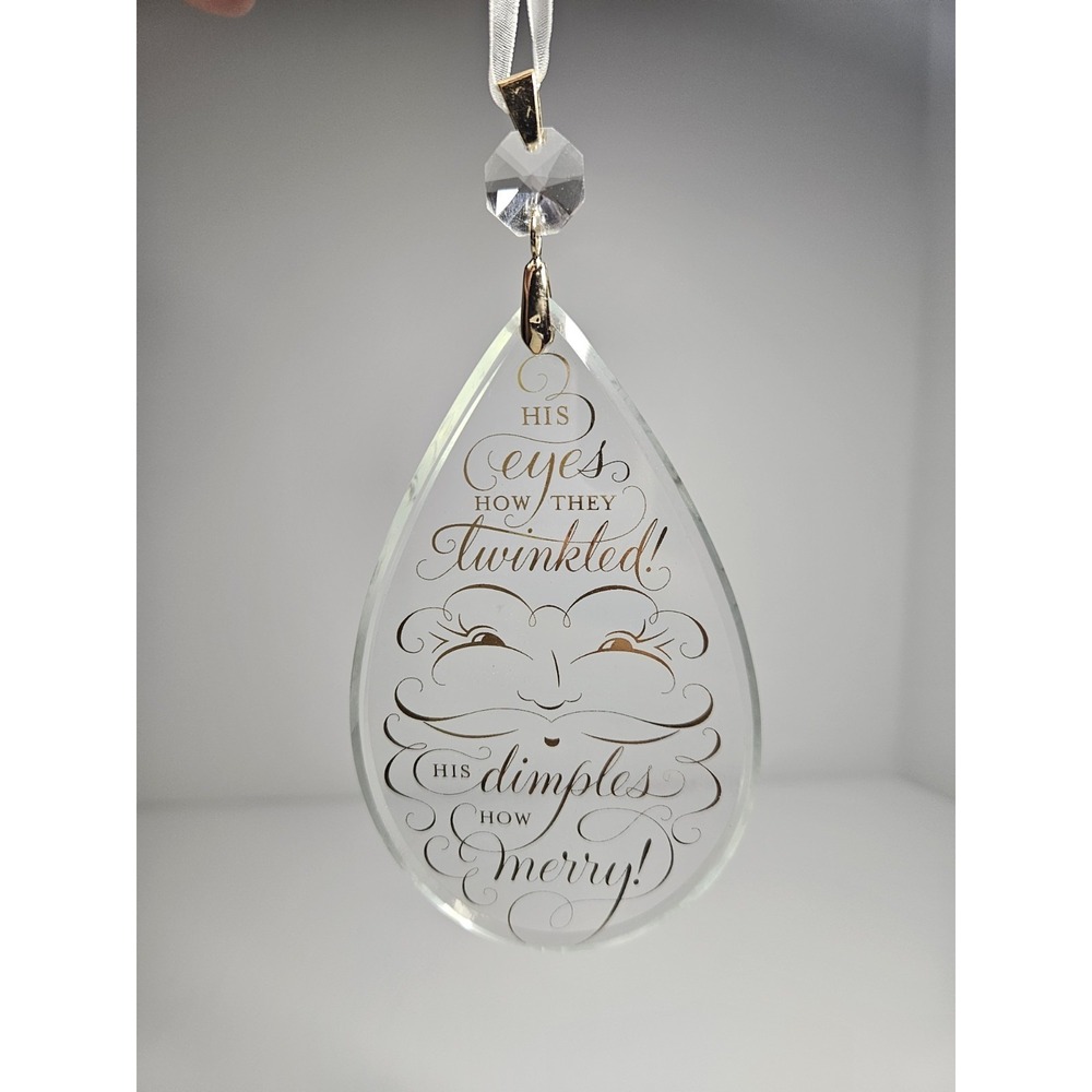 Hallmark 2011 Jolly Santa Glass Teardrop Keepsake Christmas Ornament New In Box